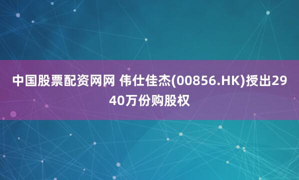 中国股票配资网网 伟仕佳杰(00856.HK)授出2940万份购股权